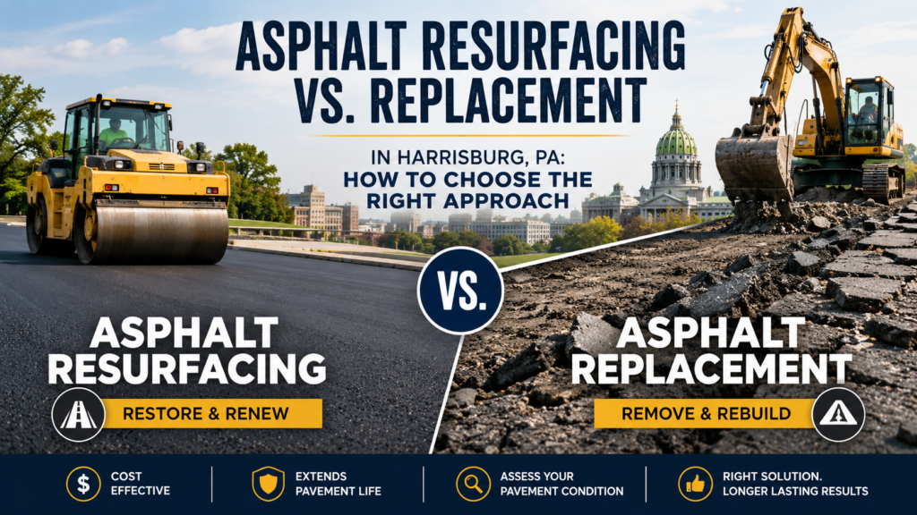 Asphalt Resurfacing vs. Replacement in Harrisburg, PA: How to Choose the Right Approach
